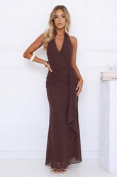 Wildflower Muse Halter Maxi Dress Brown