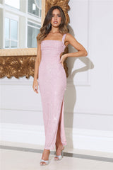 Glimmer Dance Sequin Midi Dress Pink