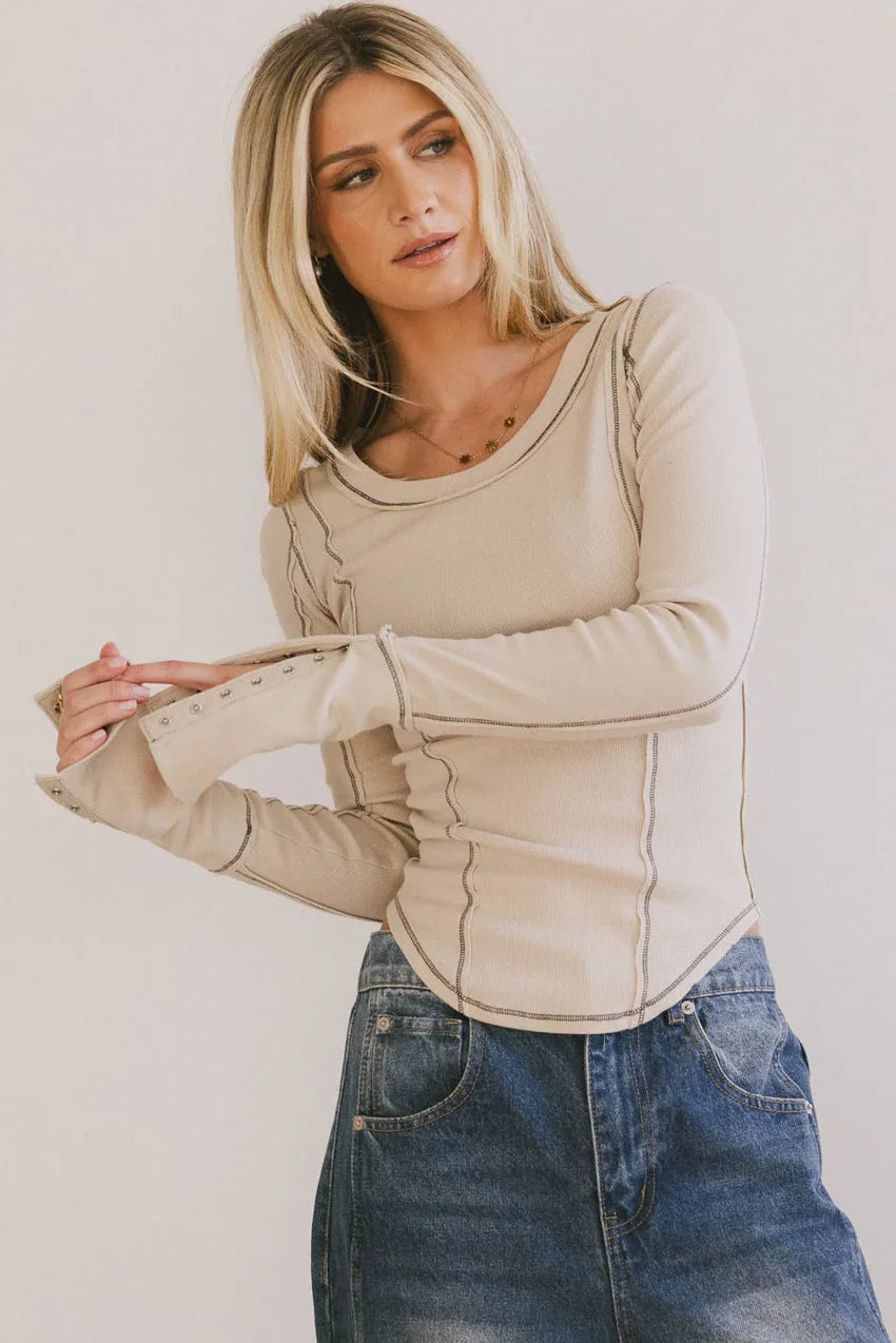 Astrid Ribbed Top in Ecru -