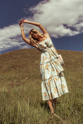 Ava Floral Midi Dress in Sage -