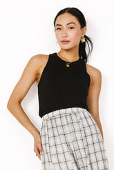 Sleek Jersey Solid Tank in Black -