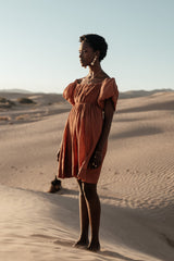 Dasha Textured Mini Dress in Terracotta -