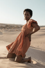 Dasha Textured Mini Dress in Terracotta -