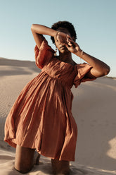 Dasha Textured Mini Dress in Terracotta -