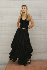 Augusta Handkerchief Skirt in Black -
