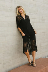 Venetia Sheer Midi Dress in Black -