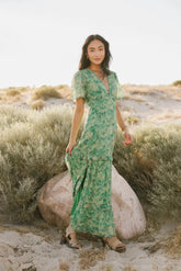 Manoella Floral Maxi Dress in Green -