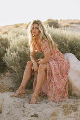 Manoella Floral Maxi Dress in Red -
