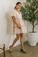 Sandra Ditsy Floral Mini Dress in Peach -