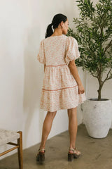 Sandra Ditsy Floral Mini Dress in Peach -