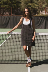 Britt Overall Dress in Black -