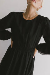 Andee Embroidered Midi Dress in Black -
