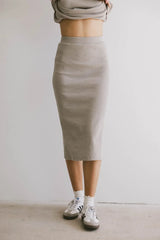 Calais Ribbed Skirt in Taupe -
