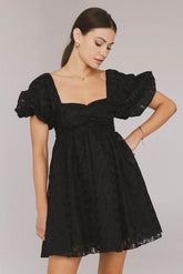 Elodie Floral Babydoll Dress in Black -