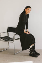 Lynette Ribbed Maxi Dress in Charcoal -