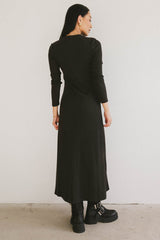 Lynette Ribbed Maxi Dress in Charcoal -