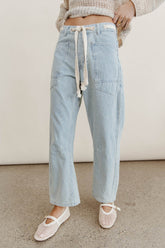 Jocelyn Barrel Jeans in Denim Stripe -