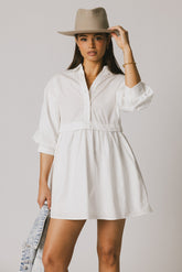 Oliver Collared Mini Dress in White -