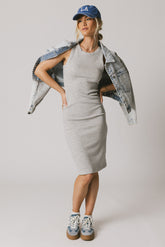 Daphne Midi Dress in Heather Grey -