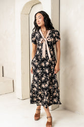 Vera Floral Maxi Dress in Black -