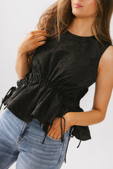 Miranda Textured Blouse in Black -