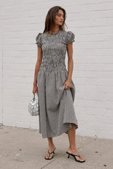 Opal Gingham Maxi Dress in Black