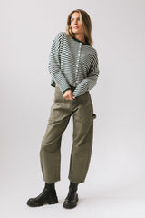 Miriam Striped Cardigan in Forest -
