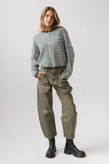 Miriam Striped Cardigan in Forest -