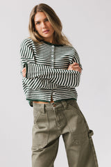 Miriam Striped Cardigan in Forest -