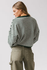 Miriam Striped Cardigan in Forest -