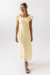Lydia Ruffle Maxi Dress in Yellow -