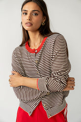 Josy Button Front Cardigan in Red -