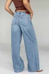 Eva Drawstring Wide Leg Jeans -