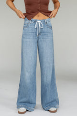 Eva Drawstring Wide Leg Jeans -