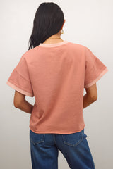 Jace Contrast Tee in Clay -