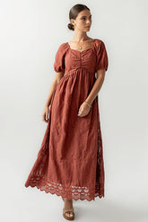 Luca Embroidered Maxi Dress in Dark Berry -