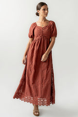 Luca Embroidered Maxi Dress in Dark Berry -