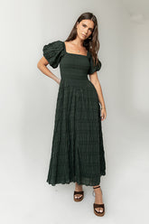 Beckie Smocked Maxi Dress in Green -