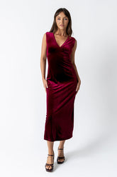 Kalani Velvet Maxi Dress in Burgundy -