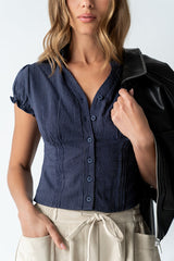 Lacie Striped Blouse in Navy -