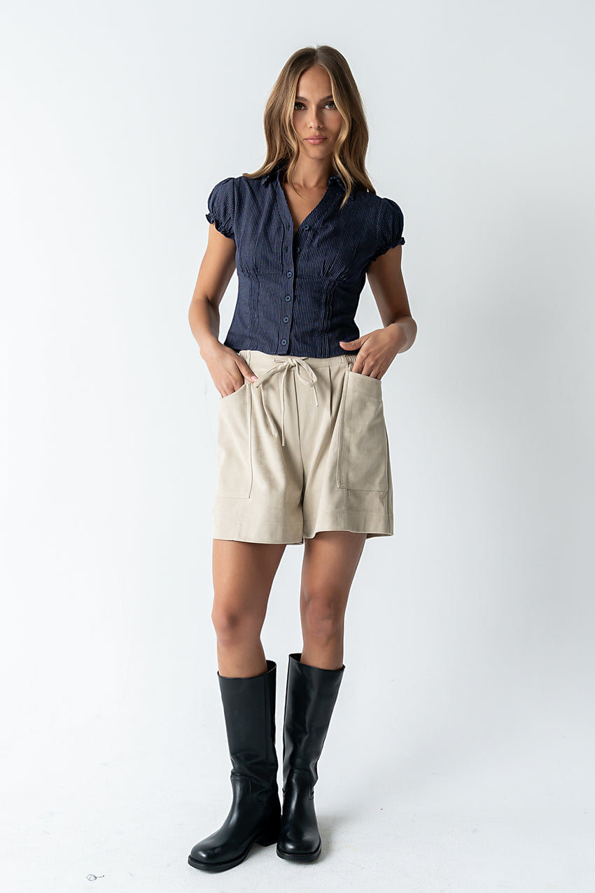 Lacie Striped Blouse in Navy -