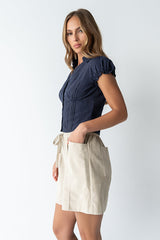 Lacie Striped Blouse in Navy -