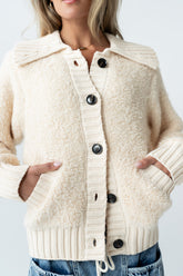 Jonah Collared Cardigan in Cream -