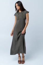 Tammy Embroidered Maxi Dress in Olive -