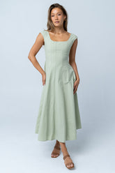 Colin Midi Dress in Sage -