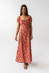 Camden Floral Maxi Dress in Rust -