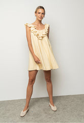 Juliet Ruffle Mini Dress in Yellow -