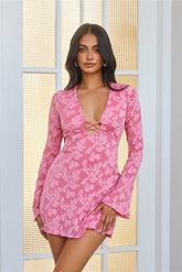 Sparkling Stories Long Sleeve Mini Dress Pink