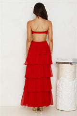 Luxe Mode Strapless Maxi Dress Raspberry