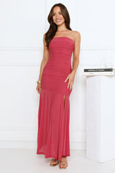 Cocktail Queen Strapless Maxi Dress Pink